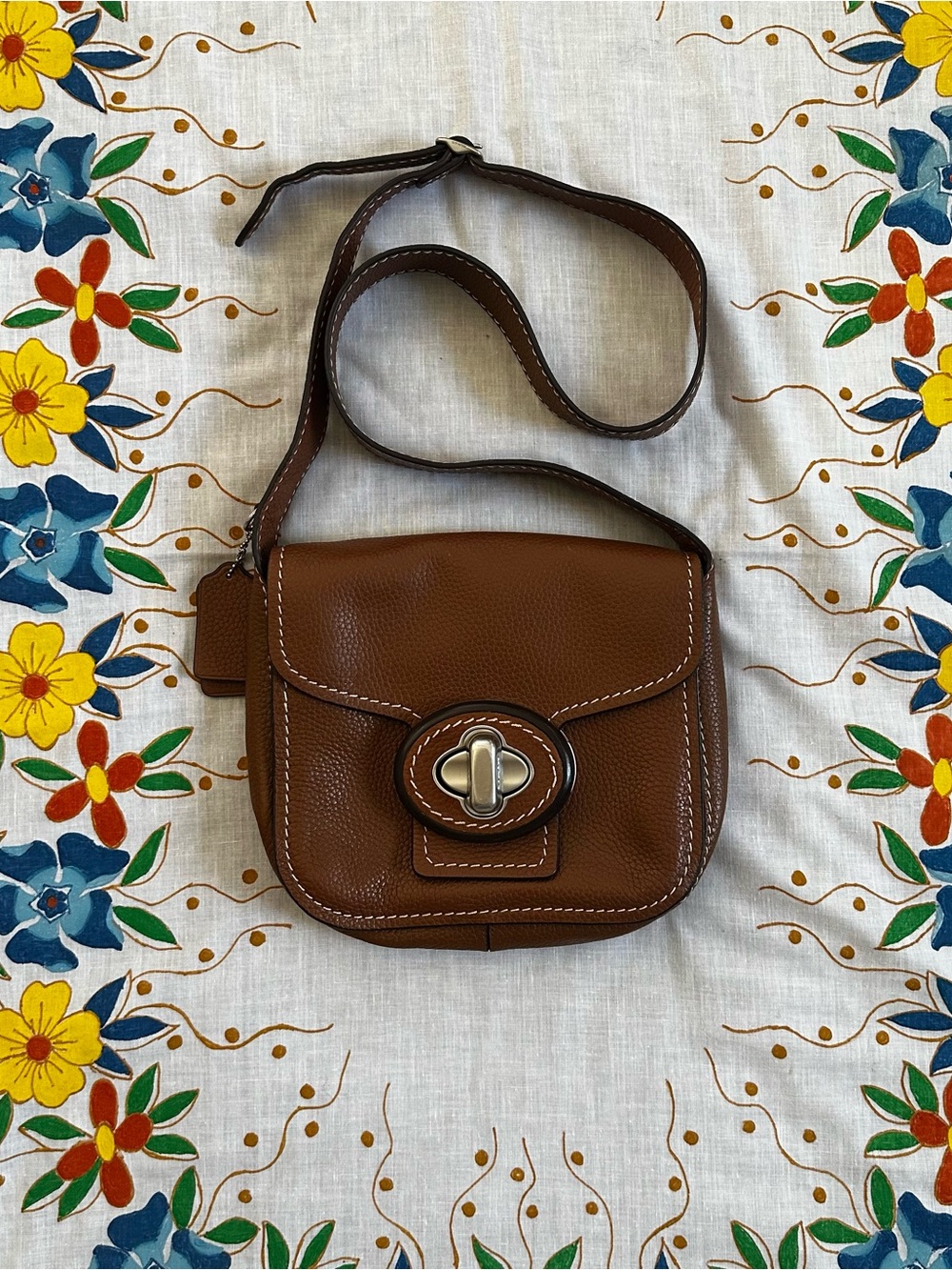 Coach Drifter Shoulder Bag in Cognac Brown Pebbled Leather